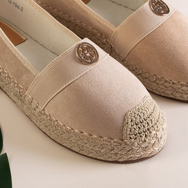 Beige Damen Espadrilles mit flachen Absätzen Anatola - Schuhe