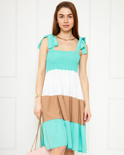 Mintfarbenes Damenkleid mit gebundenen Trägern - Kleidung