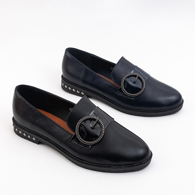 Schwarze Damen-Loafer mit Vauae-Schnalle - Schuhe