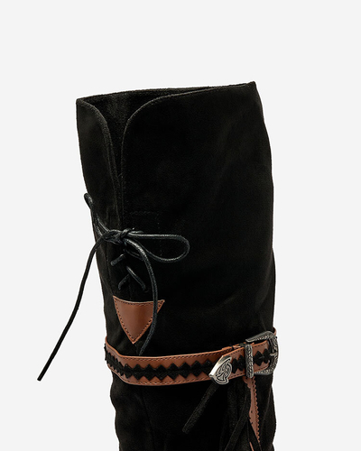 Royalfashion Schwarze Damenstiefel mit verstecktem Anker Figerra