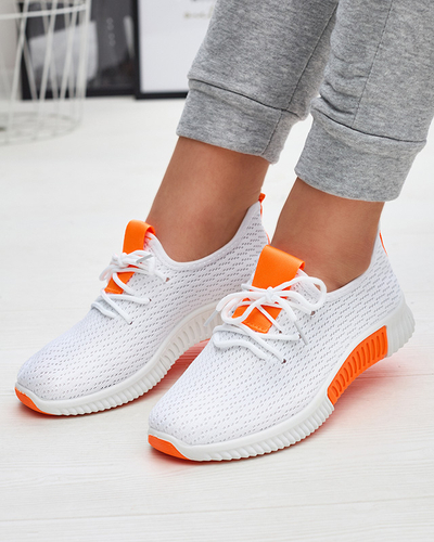 Weiße Damen-Sportschuhe mit orangefarbenen Einsätzen Kedeti - Footwear