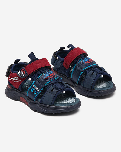 Marineblaue und weinrote Jungensandalen mit Klettverschluss Roser-Footwear
