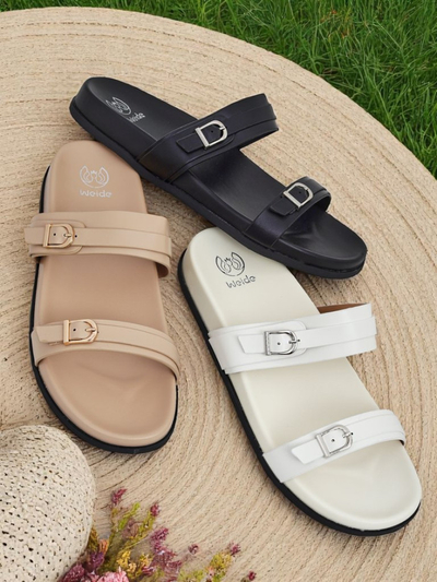 Royalfashion Damen-Pantoletten aus Öko-Leder EcoTwins Slides