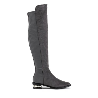 Graue Overknee-Stiefel mit verziertem Absatz La Perla - Schuhe