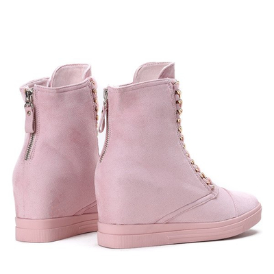 Różowe sneakersy na koturnie Tirana- Obuwie