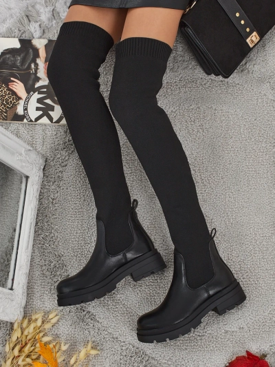 Lange Damen Schlupf-Overknee-Stiefel Orlina