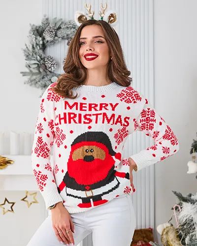 Royalfashion Damen-Weihnachtspullover mit Weihnachtsmann