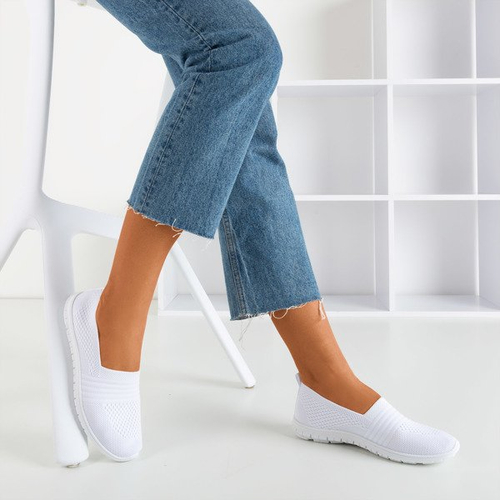 Weiße bunte Slip-On-Sneakers für Damen - Schuhe 1