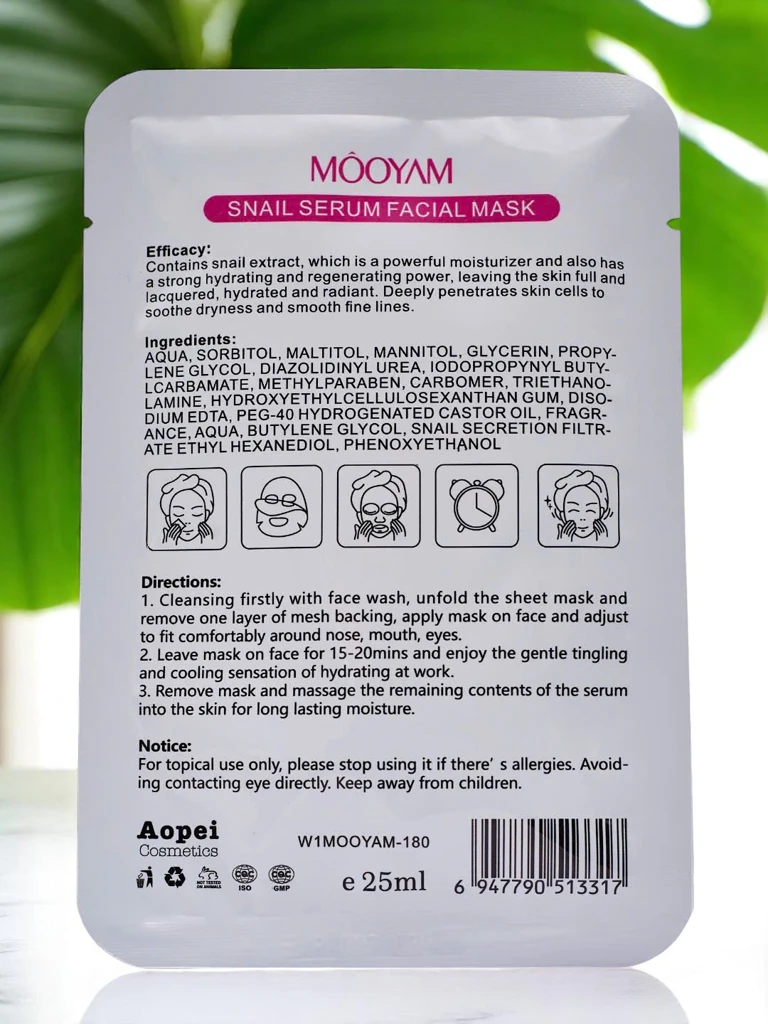 Tuch-Gesichtsmaske mit Schneckenmucin-Serum