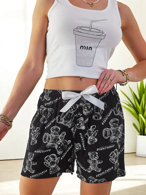 Royalfashion Котонові жіночі шорти з ведмедями
