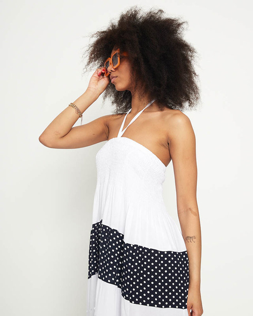 Біла сукня максі в горошок PLUS SIZE