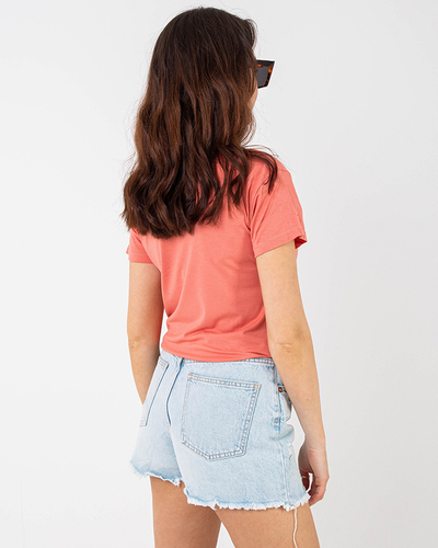 Помаранчева жіноча футболка з блискітками - Одяг