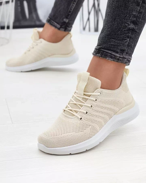 Cremefarbene Damen Sportschuhe aus Stoff Bofia - Schuhe