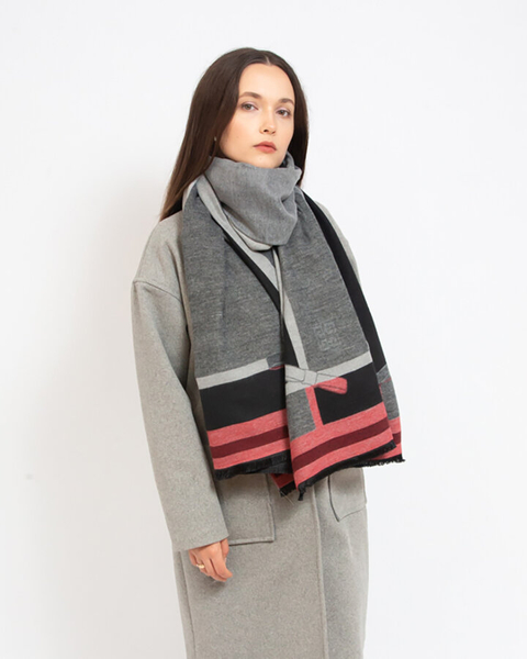 Royalfashion Grauer-rosa Damenschal mit Druck