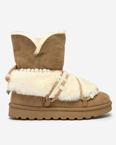 Royalfashion Damen Schneestiefel mit Perlen Cuvilav