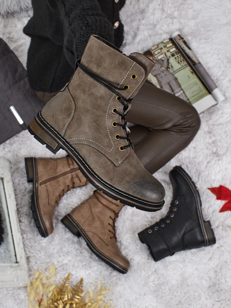 Flora Damenstiefeletten Grün Leder Elegant für den Herbst