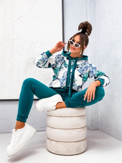 Royalfashion Damen Baumwollset, das an Samt mit Blumen erinnert