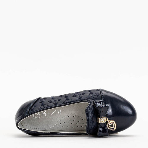 Темно-сині дитячі балетки з бантиком Olije