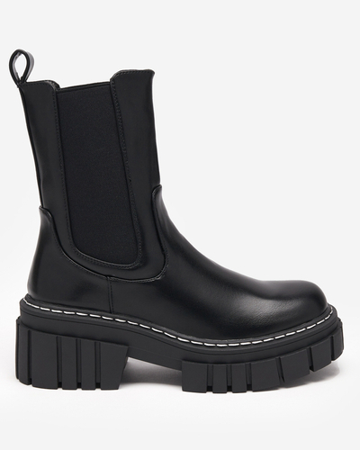 Schwarze hohe Damenstiefel mit Kunstleder Eareulia - Schuhe