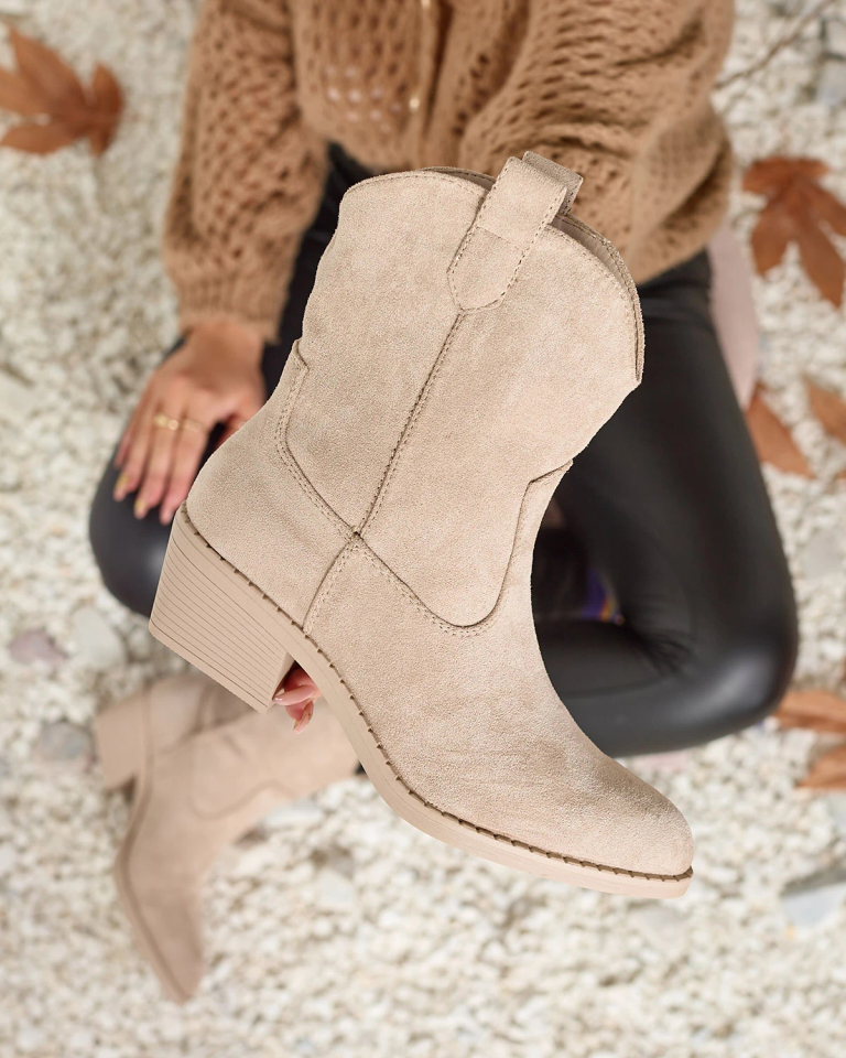 Royalfashion Beige Damen isolierte Cowboystiefel Bronco