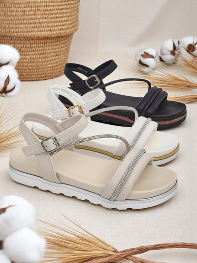 Royalfashion Damenkeilsandalen mit Strasssteinen Magnol