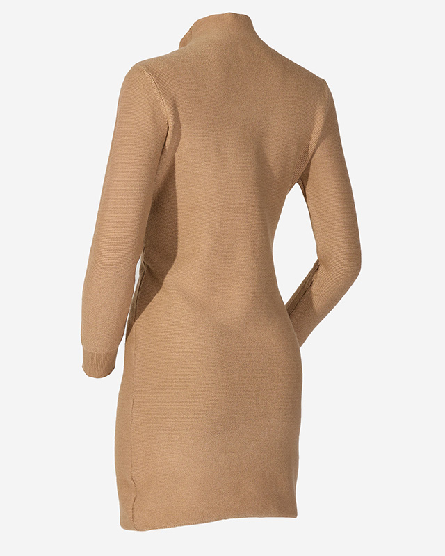 Damen-Pulloverkleid mit Rollkragen, hellbraun - Bekleidung
