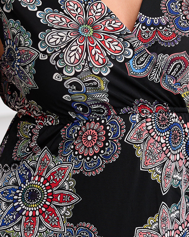 Schwarzes Maxikleid mit Blumenmuster - Kleidung