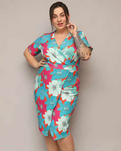 Royalfashion Damen Kleid aus geblümtem Stoff PLUS SIZE