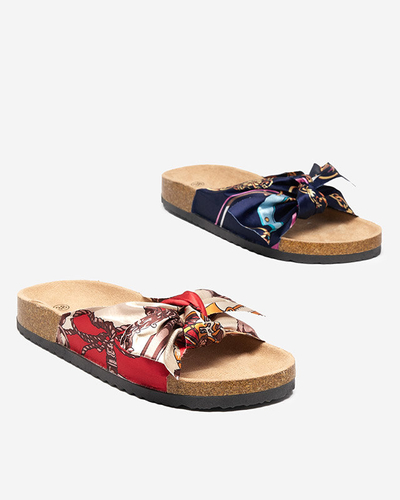 Rote Damen-Slipper mit modischem Obermaterial aus Stoff Laneso - Schuhe