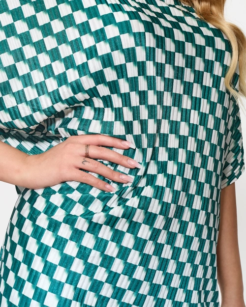 Зелений жіночий плісирований візерунчастий комплект - Одяг