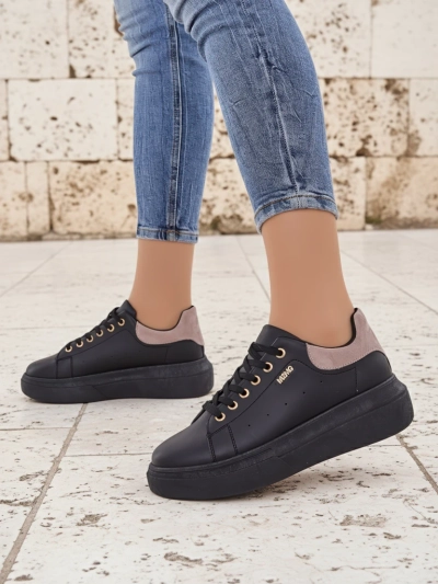 Жіночі снікерси Callista Royalfashion чорні платформи екошкіра
