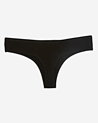 Schwarzer Baumwoll-Tanga-Slip für Damen mit Aufschrift - Unterwäsche