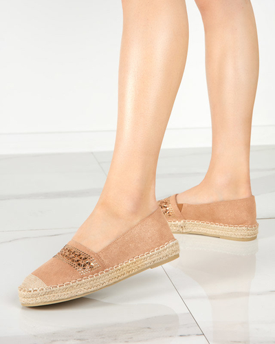 Braune Damen-Espadrilles mit Rosindal Zirkonias - Schuhe