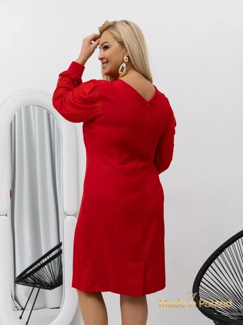 Елегантна жіноча міні-сукня з сітчастими рукавами Evilla