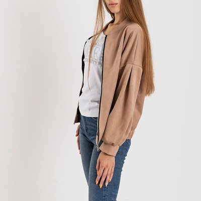 Beige Wildlederjacke für Damen - Kleidung