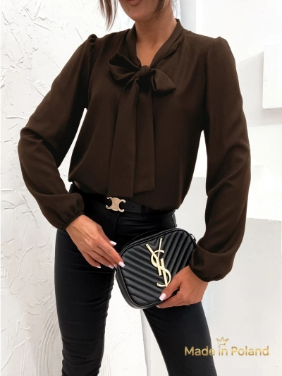 Bluse Athena Dunkelbraun mit Kragen
