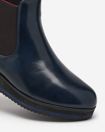 Dunkelblaue Damenkeilstiefel Stasia - Schuhe