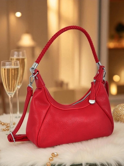 Royalfashion Kleine Damenhandtasche aus Öko-Leder mit dekorativem Riemen Lacquea