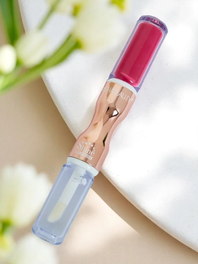2-in-1 Lippenstift und Klarer Gloss Rubin Neu