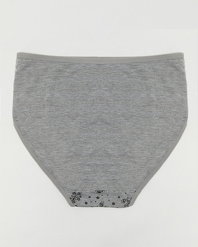 Grauer Damenslip aus Baumwolle mit PLUS SIZE-Aufdruck - Unterwäsche