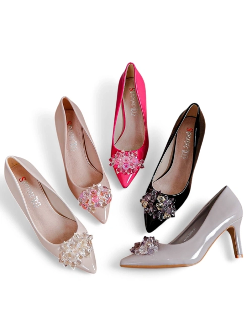 Royalfashion Глянцеві жіночі туфлі на шпильці з сіткою Ellona