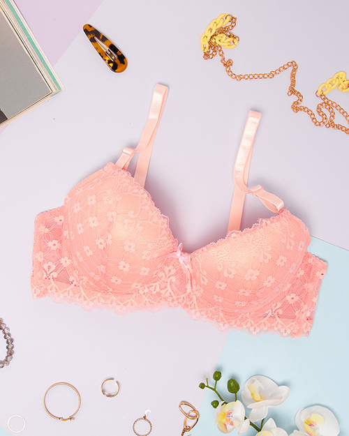 Жіночий бюстгальтер з рожевим мереживом - Нижня білизна
