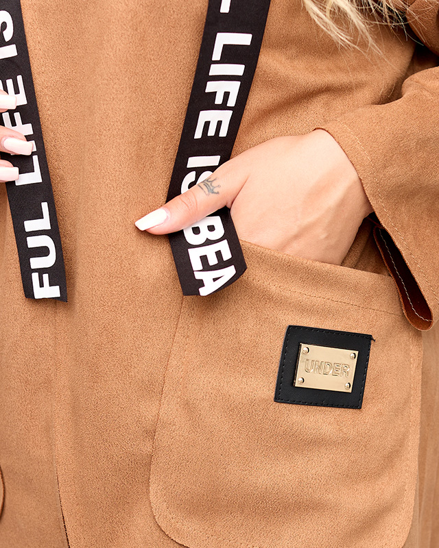 Braune Öko-Wildlederjacke für Damen - Kleidung