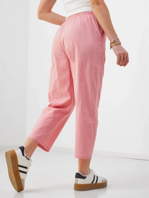 Royalfashion Жіночі бавовняні широкі штани з зав'язками