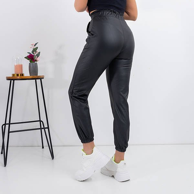 Schwarze Damen-Öko-Lederhose - Hose