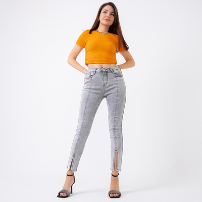 Graue Skinny-Jeans für Damen - Kleidung