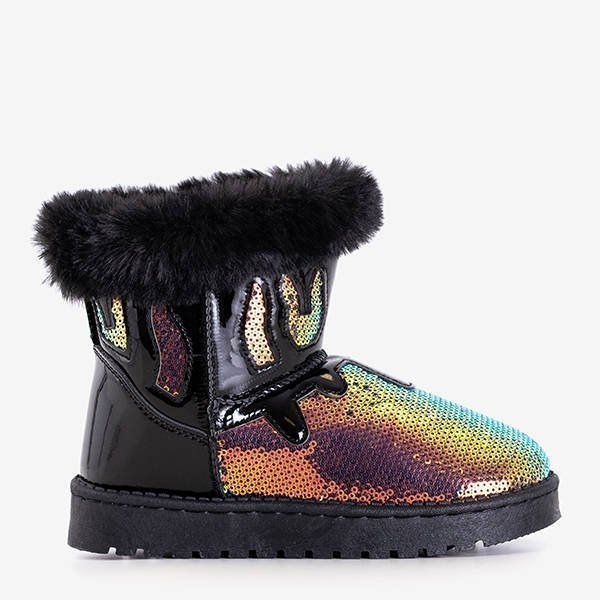 OUTLET Schwarz-goldene Kinderschneeschuhe mit Pailletten Minniq - Footwear