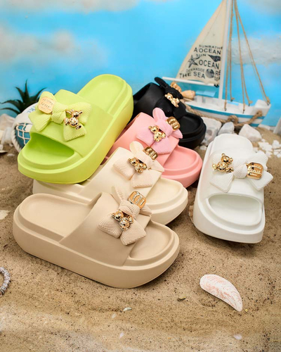 Royalfashion Damen-Gummi-Flip-Flops mit Zierschleife Nilm
