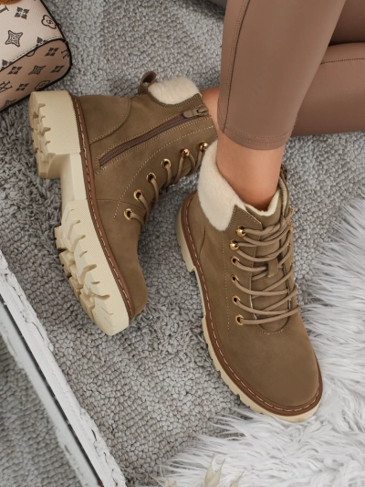 Damen Trapper Stiefeletten mit Fell Tessara