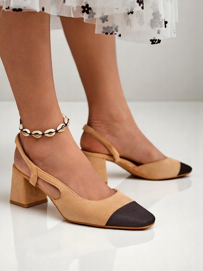 Royalfashion Damen Pumps mit niedrigem Absatz und dekorativer Spitze Eleganzo